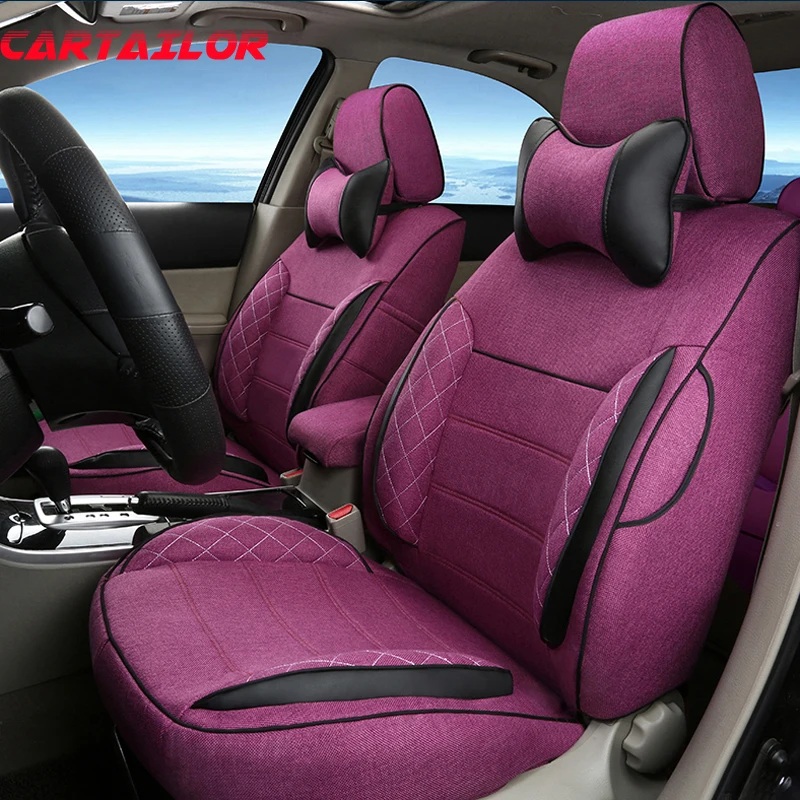 

CARTAILOR Seats Covers fit for VW Volkswagen Caravelle Cover Seat Cushion Accessories Set Flax Car Seat Cover Airbag Compatible