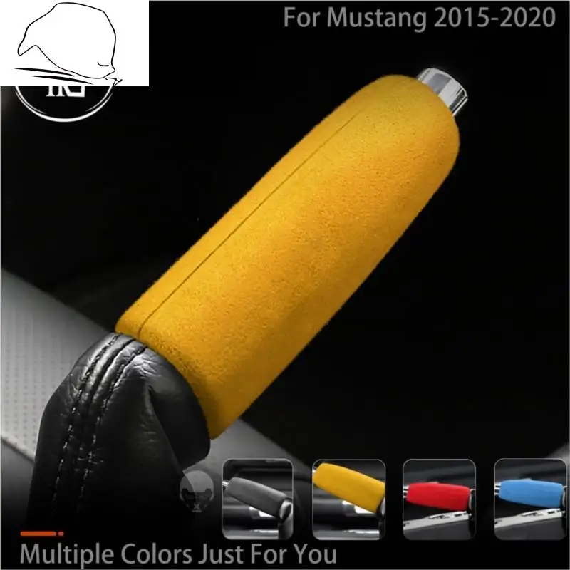 

Turn Fur Suede Wrap Cover For Ford Mustang 2015 2016 2017 2018 2019 2020 Car Handbrake Handle Hand Brake ABS Trim Cap