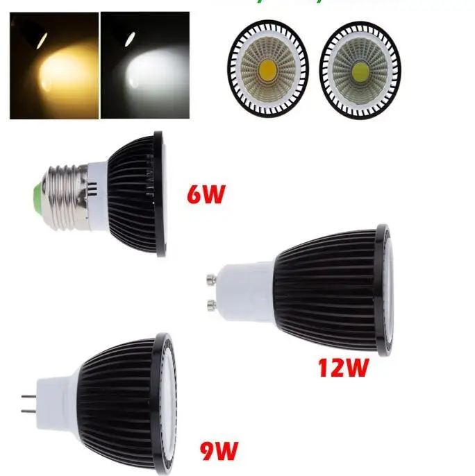 

Super Bright LED Spotlight Bulb GU10 Light Dimmable Led 110V 220V AC 6W 9W 12W E27 E14 GU5.3 MR16 COB LED lamp light