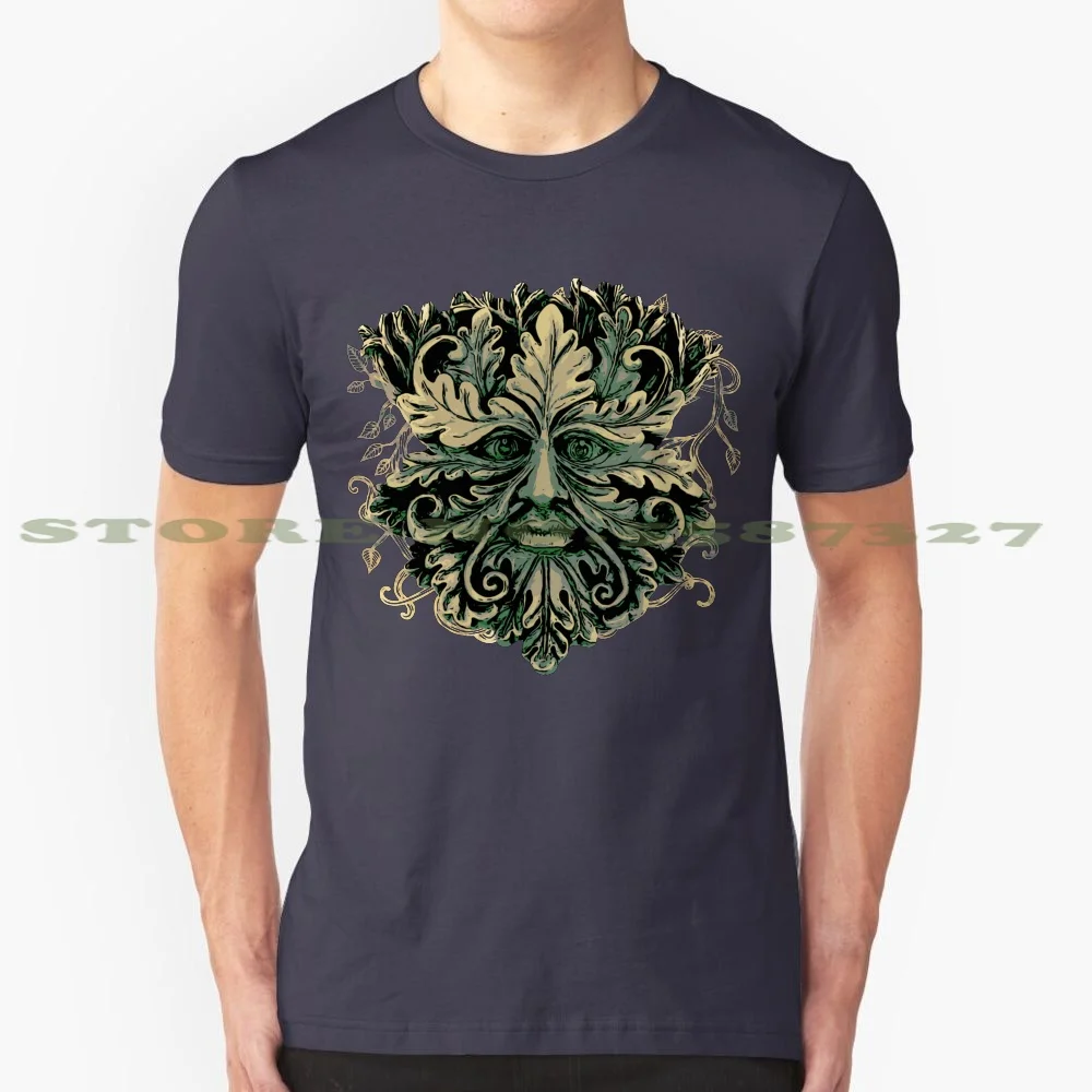 The Green Man 100% Pure Cotton T-Shirt Greenman Foliate Head Cernunnos Jack Of The Druid Irish Symbol Spring Leaves