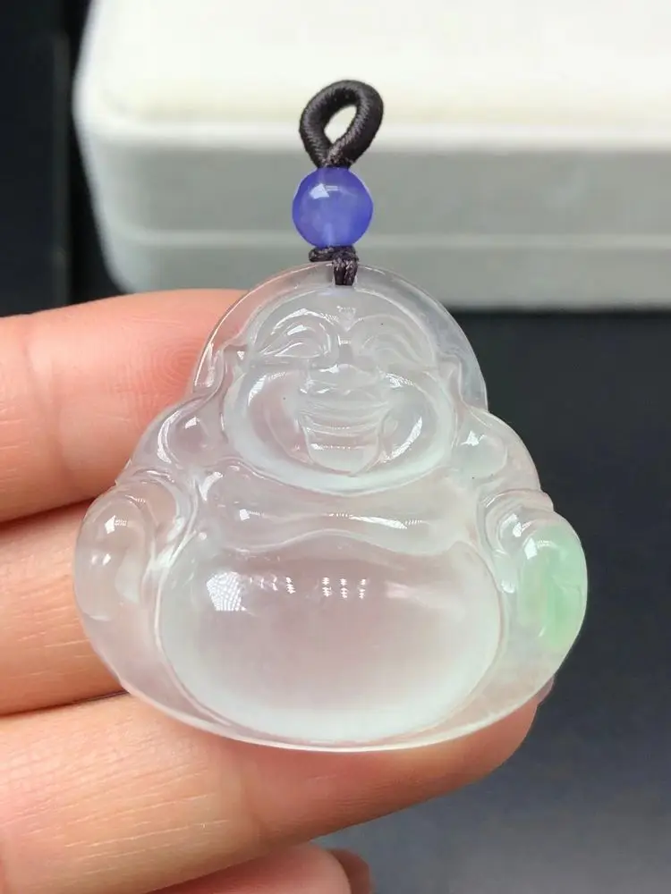 High Quality Burma Emerald Ice grade Happy Buddha Pendant Amulet Hanging Myanmar Jade Bless  Churinga