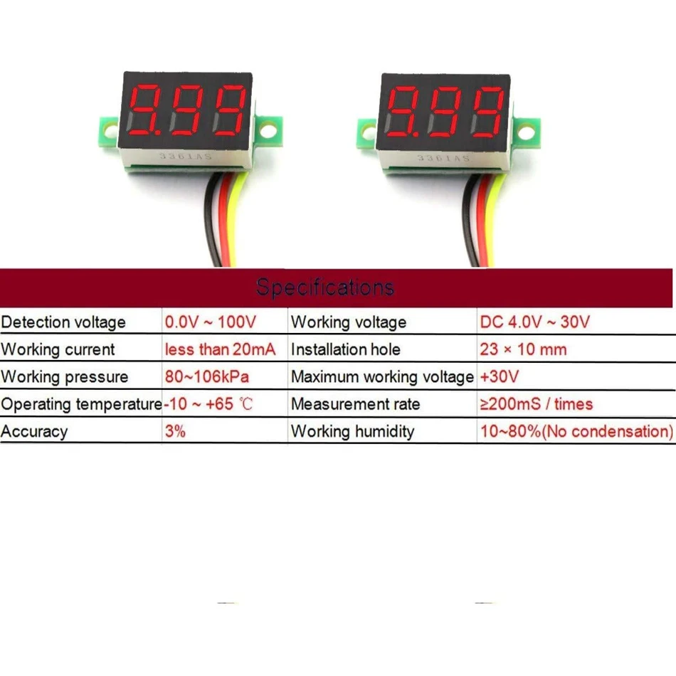 1PCS Mini Digital Voltmeter DC 0-30V 0.36 Inch LED Panel 3 Wires Mini Digital Voltmeter Voltage Tester Meter