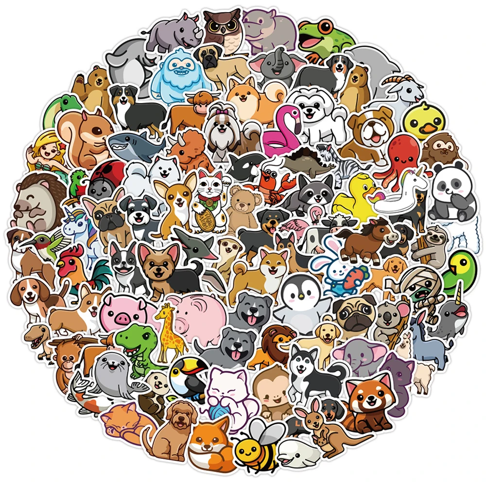 10/30/50/100PCS Cute Cartoon Animal Stickers Motorcycle Luggage Guitar Skateboard Cool Graffiti Sticker for Kid Decal Toys Gift