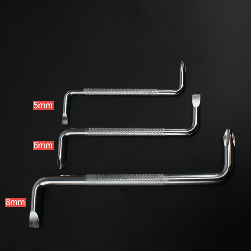 3 pz/set cacciavite di Offset di 5mm 6mm 8mm, acciaio 45 #, specchio lucidato, cacciaviti doppi di riparazione delle teste per la famiglia automatica