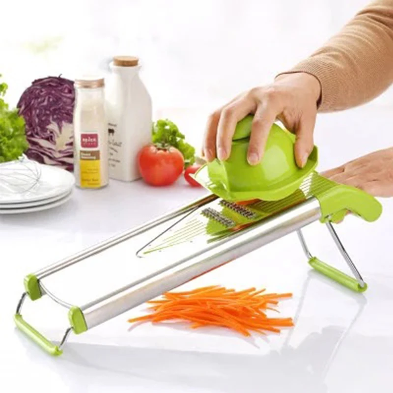 Multifunctional V Shape Slicer Stainless Steel Slice Chopper Fruit & Vegetable Cutter with 5 Blades kitchen Tool