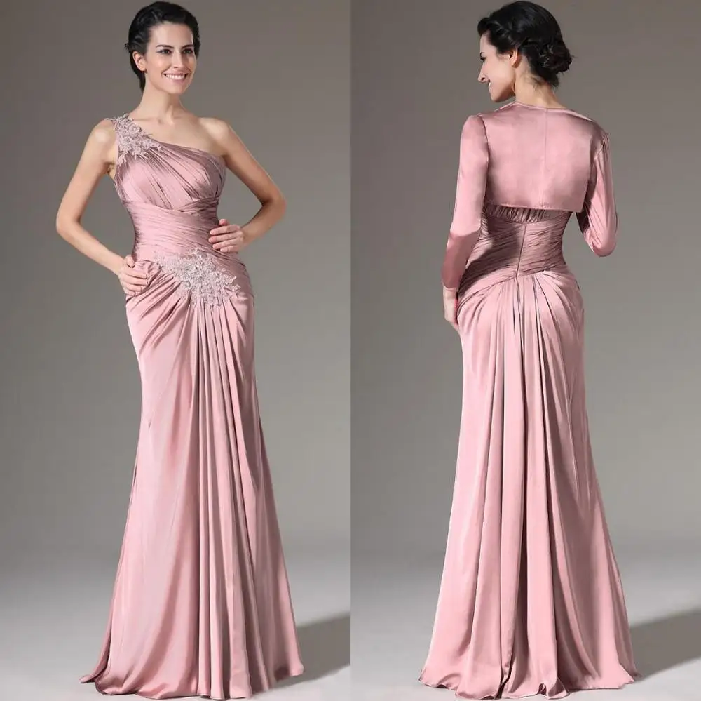 Dusty Rose Mother of the Bride Dress Satin Two-Pieces With Jacket Applique Wedding Party Mother Celebrity Mermaid Prom Gown New