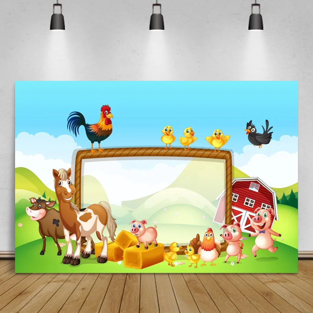 Laeacco Cartoon Rural Farm Filed Photo Background Baby Shower Birthday Party Portrait Customized Poster Photographic Backdrop