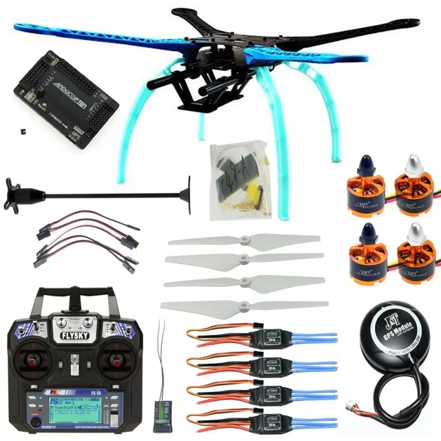 

DIY RC Drone Kit 4-осевой квадрокоптер 500 мм мультироторная рама 6 м GPS APM2.8 Контроллер полета Flysky FS-i6 Приемник передатчика