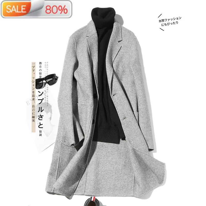 Double-sided Wool Handmade Spring Woolen Coat Casual Suit Jacket Mens Overcoat Casaco Masculino LM1A-1005 B21467