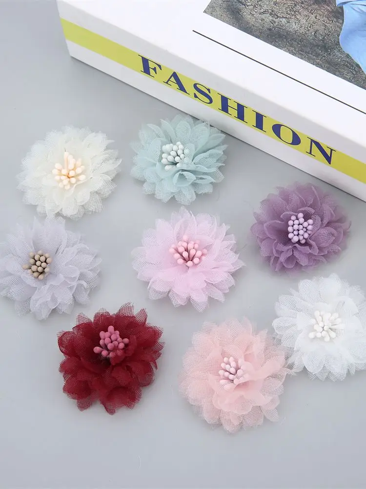 10 Stück Chiffon Künstliche Blumen DIY Blumen Kopfbedeckung Kleid Hochzeitsdekorationen Home Decor Kleidung Accessoires Haarschmuck – Detail 3