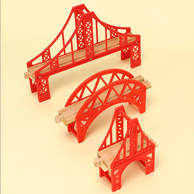 Kids Railway Toys Wooden Train Track All Kinds of Bridge Track Accessories fit for Biro Wood Tracks Toys for Children Gift