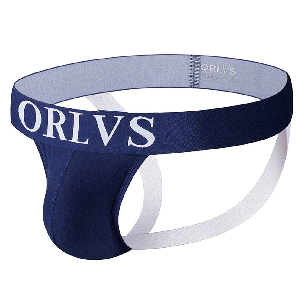 ORLVS Men\'s Underwear Men Sexy Briefs Jockstrap Pouch Cuecas Man Cotton Panties Thongs Mesh Underpants Gay Slip Homme Srting