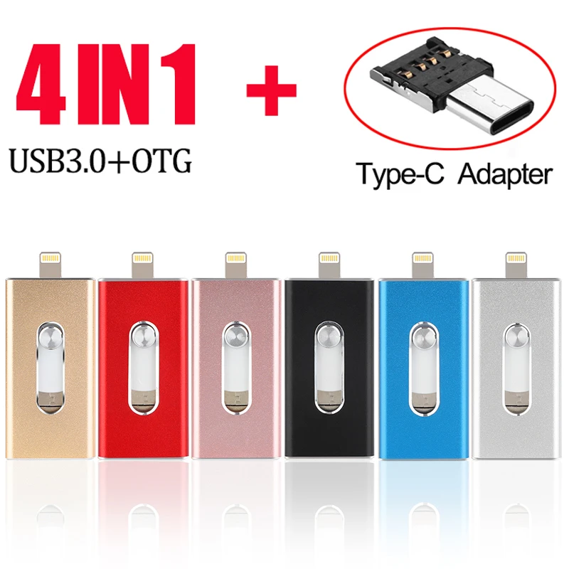 Unidad Flash Usb para Iphone, Pendrive de 3,0 Cle, 128GB, USB-C tipo C, Mirco, otg, para teléfono iphone e ios