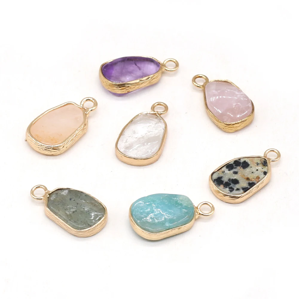 5 PCS Natural Semi-precious Stone Pendants Clear Quartz Amazonite Rose Quartz for DIY Jewelry Making Gift Handmade Accessories