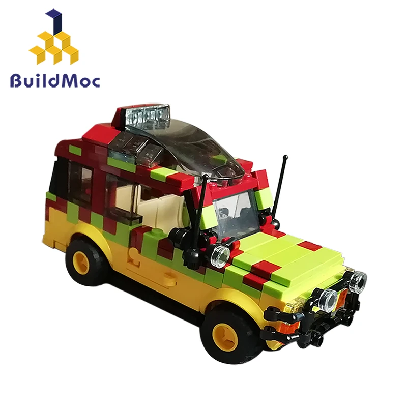 Buildmoc Jurassic-Park World Camper Touring Car Explorer Soldier Building Blocks German Willis antiaircraft gun Bricks Toys Gift