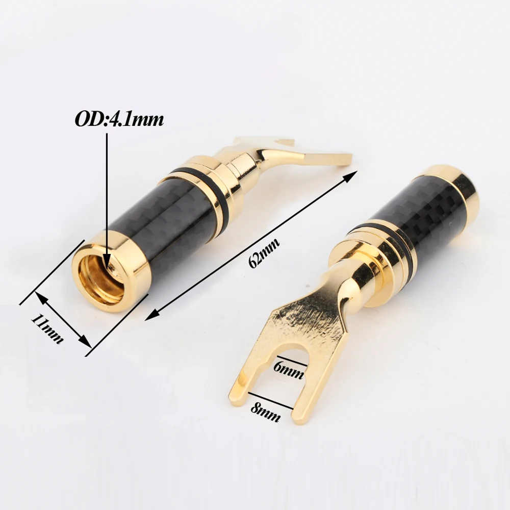 Connecteur de fil de câble de haut-parleur, haute qualité, cuivre pur SY1532, plaqué or 24 carats, vis de verrouillage, prise de bêche, 4 pièces