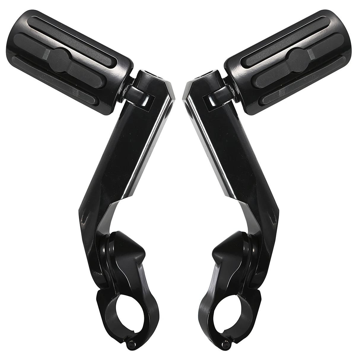 

32mm Long Black Highway Bar Clamp Mount Angled Engine Guards Footpeg Kits For Harley Sportster Dyna Touring 883 FLHR