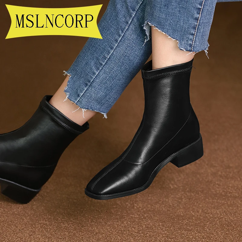 

Plus Size 34-46 Casual Women Chunky Heel Ankle Boots Woman Shoes Autumn Brand Designer Boots Female Boots Lasdies Fashion