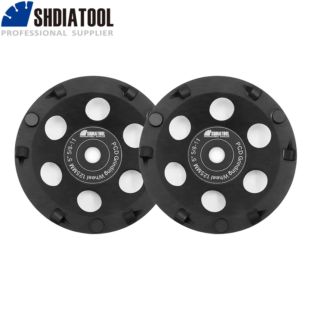 

SHDIATOOL 2pcs Dia 5" 5/8-11 Thread PCD Grinding Cup Wheel Polycrystalline Diamond Grinding Wheel