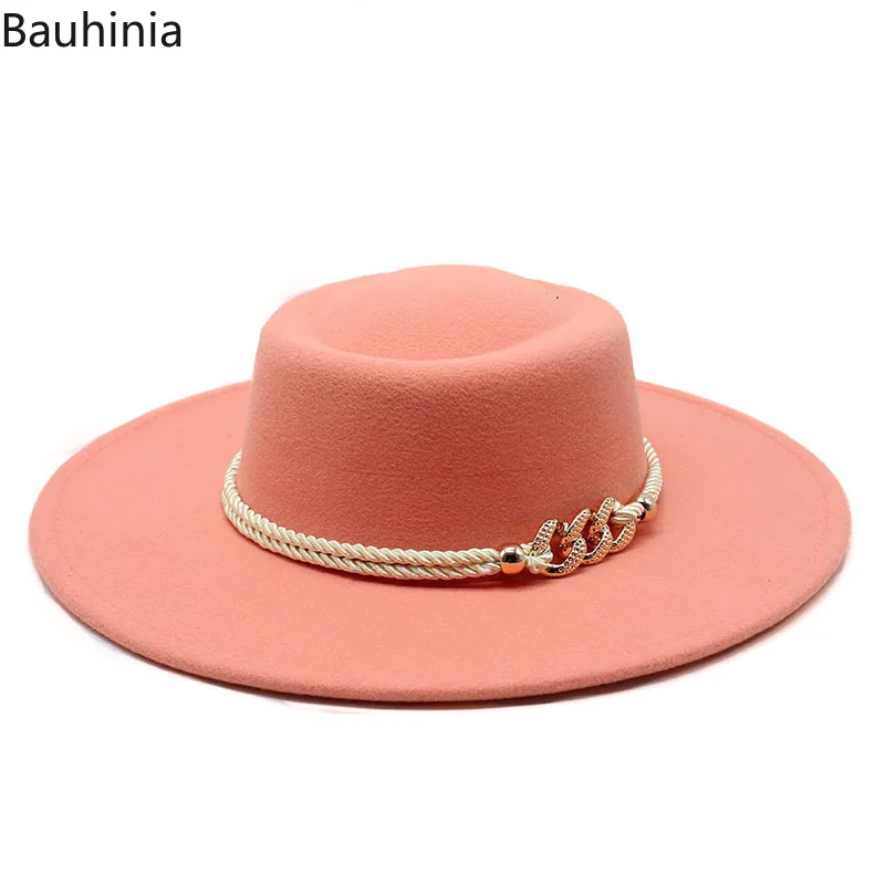 8.5CM Wide Brim Felt Fedora Hat Women Men Wool Derby Top Hats Gentleman Elegant Lady Panama Jazz Hat Formal Wedding Hat