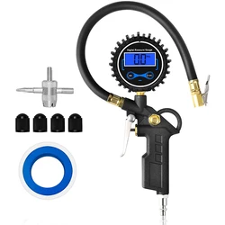 Digital Tire Inflator with Pressure Gauge 200 PSI Air Chuck and Compressor Accessories European Style Quick Connect Coupler