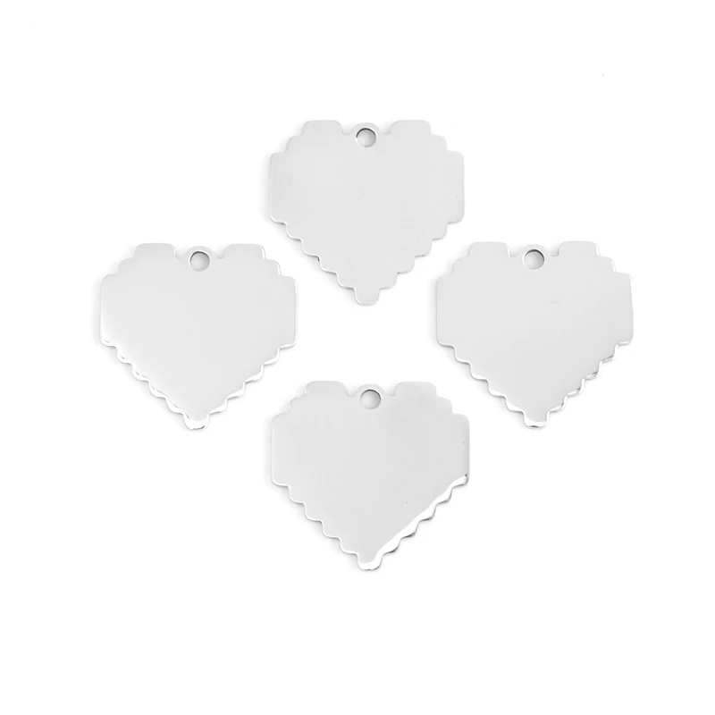 

10pcs Stainless Steel Heart pendant Sawtooth shape Heart for DIY jewelry make both sides mirror polished blank charm