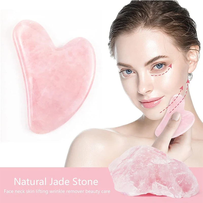 Natural Jade Gua Sha Massage Tools Rose Quartz Stone Scraper GuaSha Facial Tool for Face Neck Body Prevents Wrinkles Beauty Care