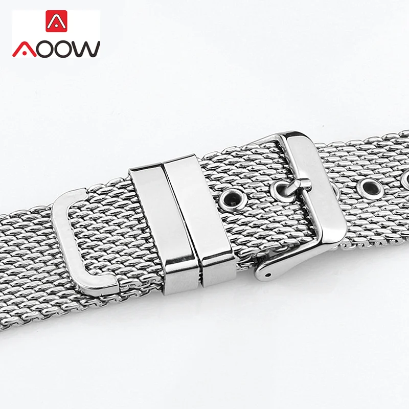 Universal Milanese Loop Band Stainless Steel Strap 18mm 20mm 22mm 24mm Men Women Rose Gold Metal Replacement Watchband Bracelet