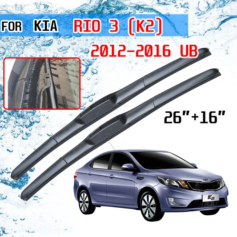 For KIA RIO 3 K2 2012 2013 2014 2015 2016 UB Accessories Front Windshield Windscreen Wiper Blade Brushes for Car Cutter U J Hook