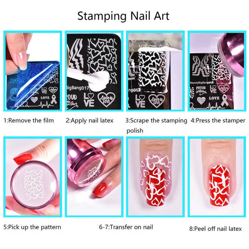 BeautyBigBang Stainless Steel Template Plate Nail Stamping Plates DIY Nail Art Stencil Stamping  Texture-XL-011 6x12cm