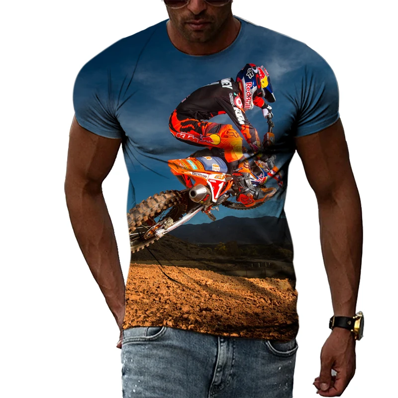 New 3D Men Fashion Motocross graphic t shirts Summer Casual Print short sleeve t-shirts Cool Locomotive Pattern T-shirts Tops