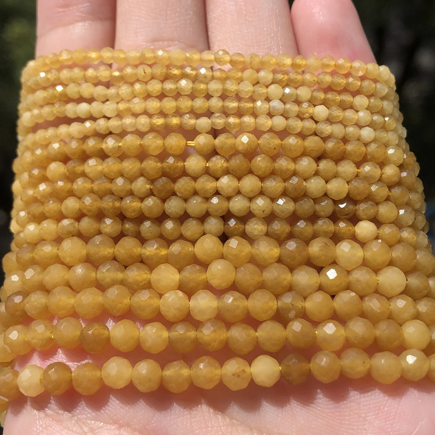 Small Waist Beads 2 3 4mm Natural Yellow Jades Loose Stone Citrine Beads for Jewelry DIY Making Bracelet  Accessories 15''