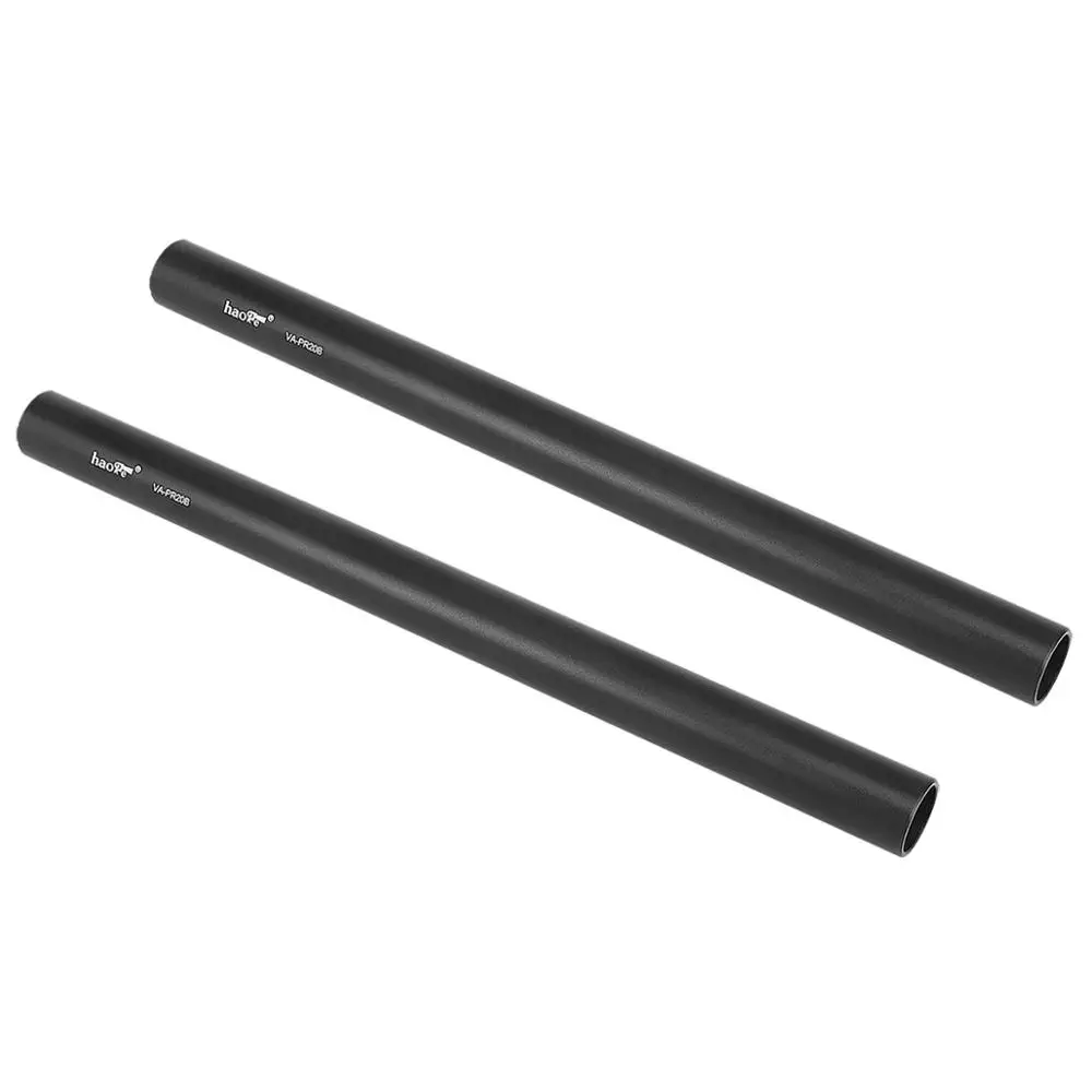 Haoge VA-PR20B 20cm (7.9 pollici) asta in lega di alluminio lunga 15mm aste con filettatura M12 per sistema di supporto per binario telecamera nero