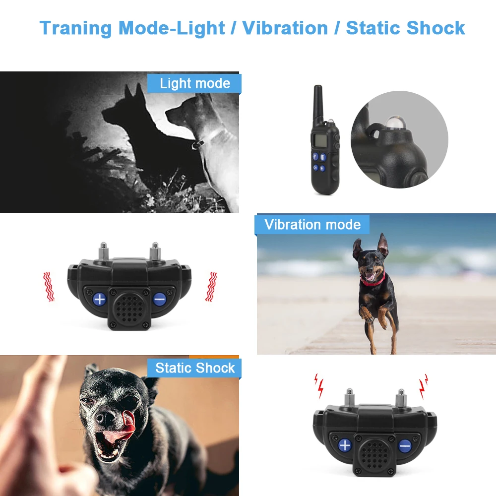 2km Dog Training Collar With Walkie-Talkie Rechargeable Dog Shock Vibration Beep Waterproof Training Collars for large small dog