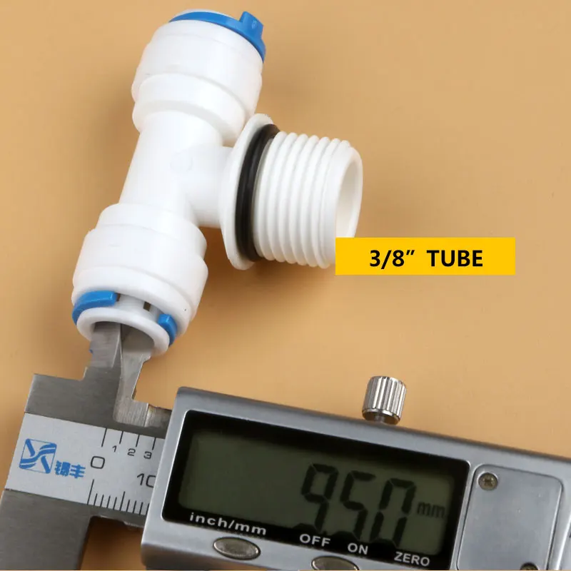 1/2 "ذكر الموضوع السريع ربط 3/8" أنبوب خرطوم يساوي نوع T المياه مع حلقة لإحكام الإغلاق قطر تغيير التناضح العكسي حوض السمك المحملة
