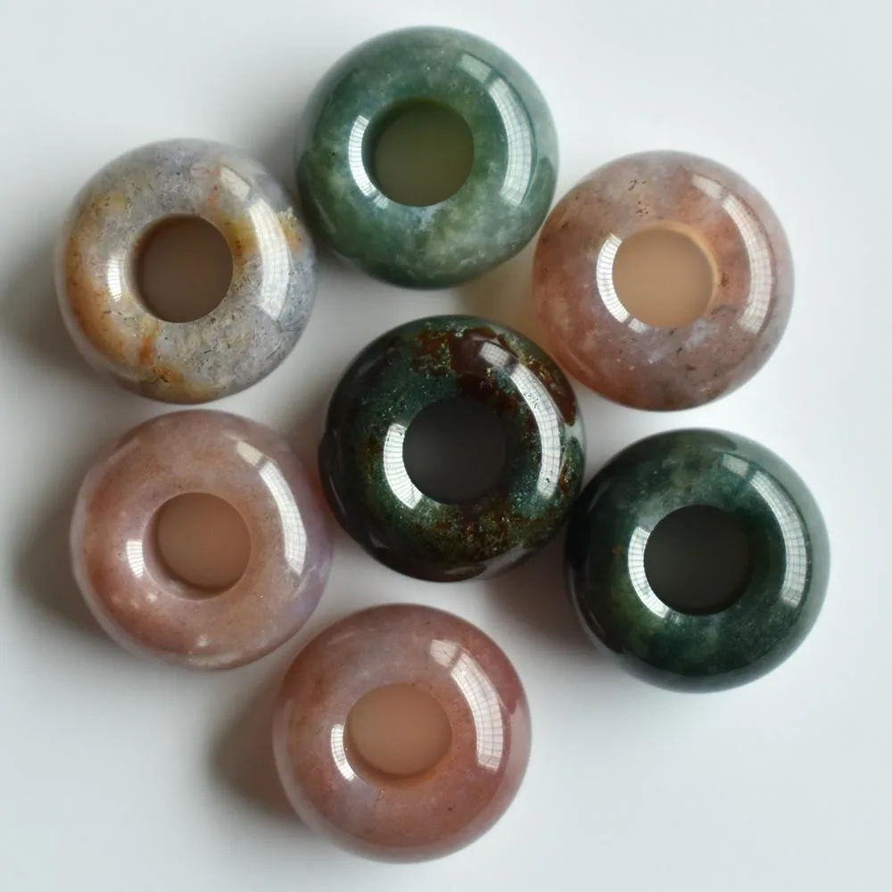 Fashion good quality natural india onyx round shape big hole beads 8x14mm for jewelry marking 30pcs/lot wholesale free shipping