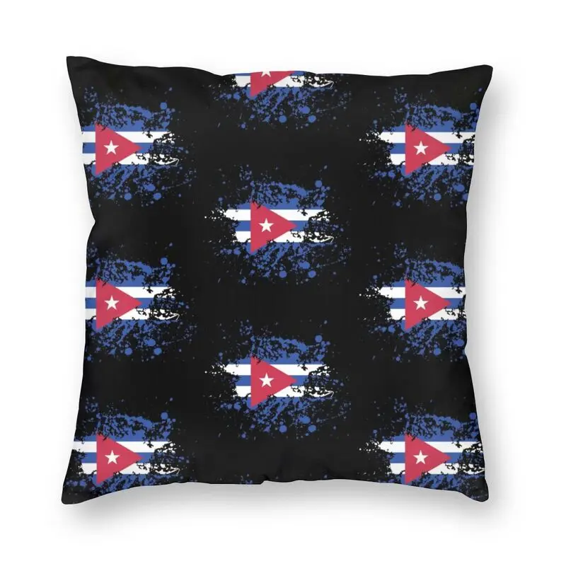 Cuba Flag Paint Splatters Pillowcover Home Decorative Cuban Proud Cushion Cover Throw Pillow for Car Double-sided Printing