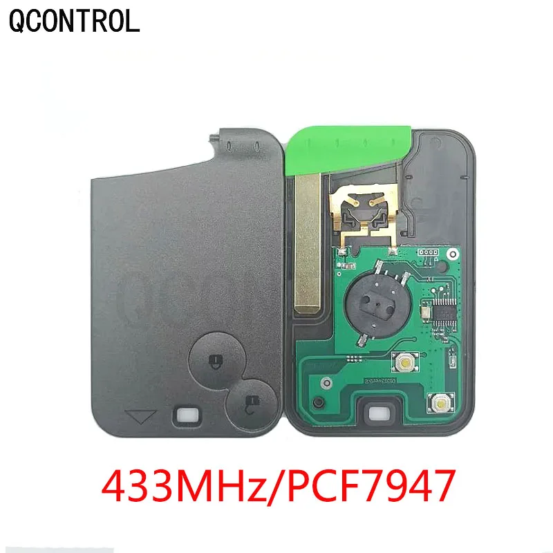 QCONTROL 2 Button Remote key With PCF7947 Chip 433MHZ For Renault Laguna Espace 2001-2006 Smart Card Remote Fob Car Styling