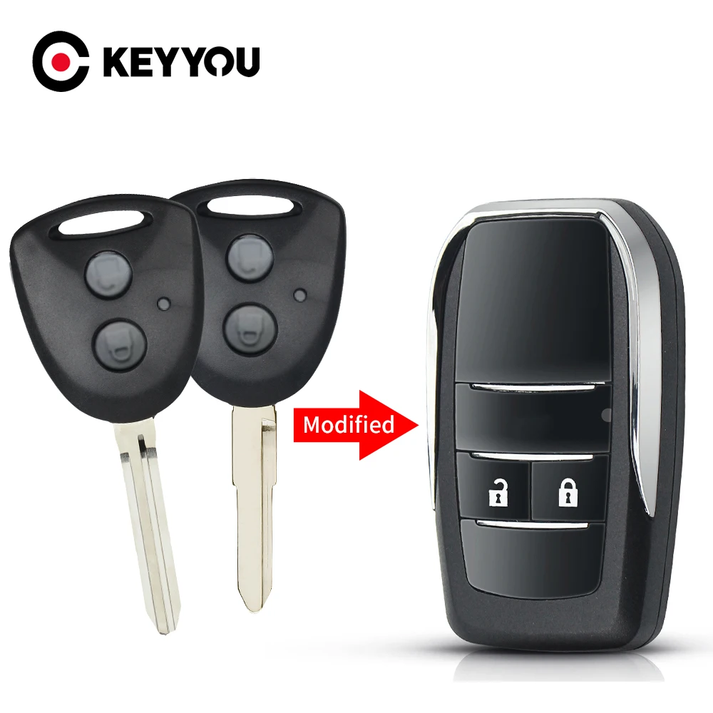 KEYYOU dla Toyota zaktualizowane obudowa pilota z klucz samochodowym dla Toyota Avanza Calya wigo pasuje do Daihatsu Xenia Alza Myvi Perodua