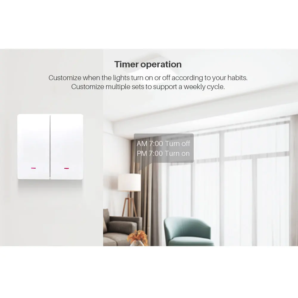 2Gang Smart WiFi Light Switch Push Button Tuya APP Remote Control Smart Home Automation Works With Alexa Google Assistant