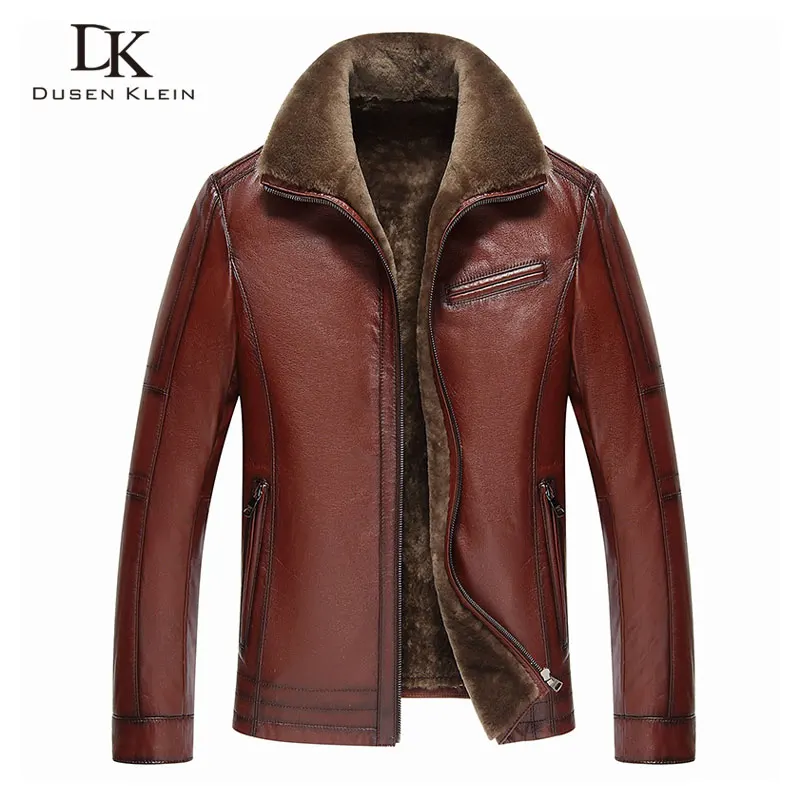 

Men Real Leather jackets Brand 2019 New Men Wool Liner Winter Warm Coats Luxury Male Cow leather Outerwear 178101