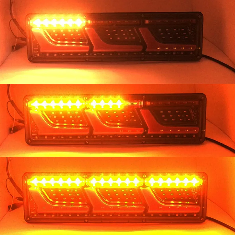 2Pcs 12V/24V Waterproof Truck LED Rear Tail Light Rear Turnning License Plate fog Stop Brake Running Reverse Lamp