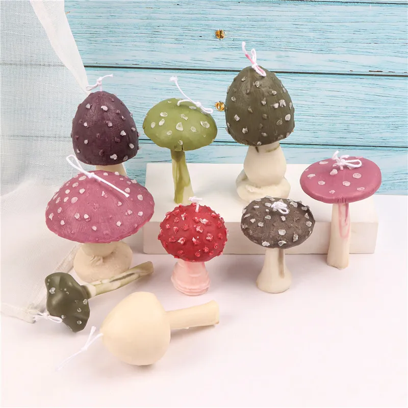 3D Mushrooms Candle Silicone Mold for Handmade Desktop Decoration Gypsum Epoxy Resin Aromatherapy Candle Fondant Silicone Mould