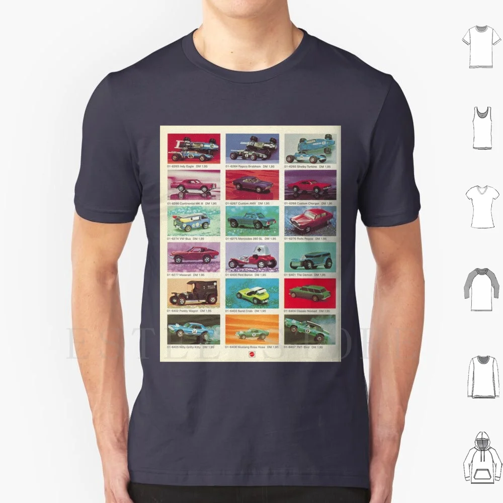 1973 Redline cartel alemán camiseta DIY tamaño grande 100% algodón Redline Redline Hot Wheel Matchbox catálogo tienda juguetes Vintage juguete