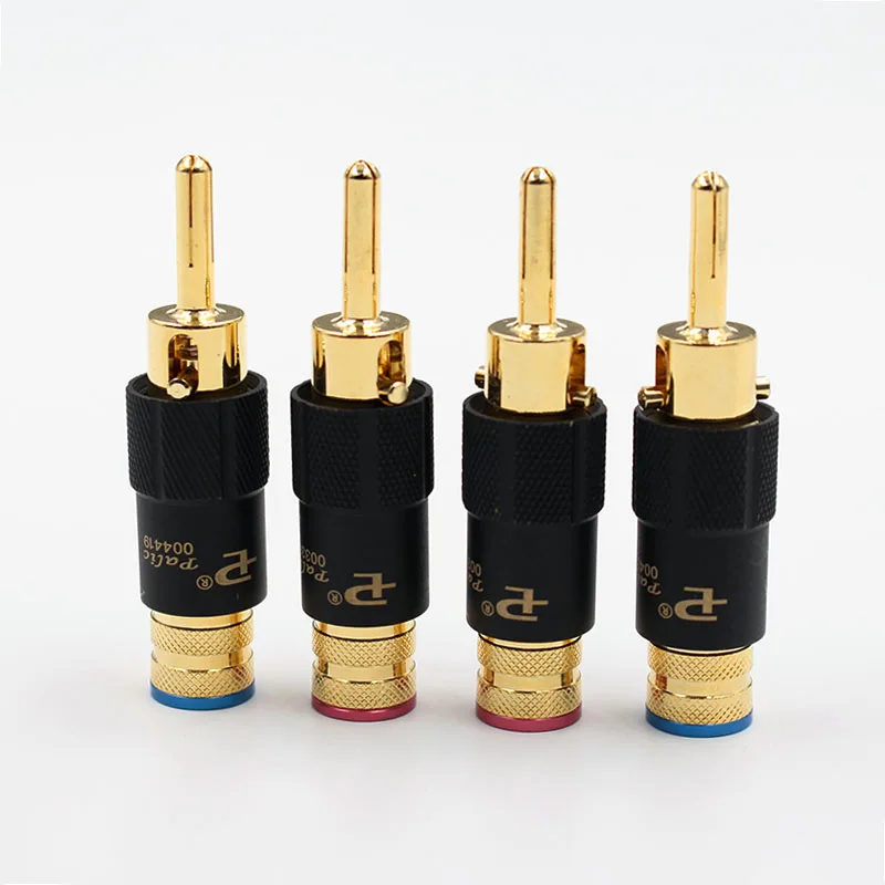 

4pcs Hi-end Gold Plated Audio Video Speaker Jack 8mm Self-locking Male Banana Plug speaker Interconnector cale connector