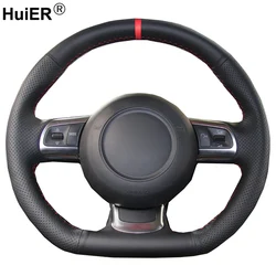 HuiER Hand Sew Car Steering Wheel Cover For Audi TT TTS (8J) 2006-2013 2014 A3 S3 (8P) Sportback 2008 2009 2010 2011 2012
