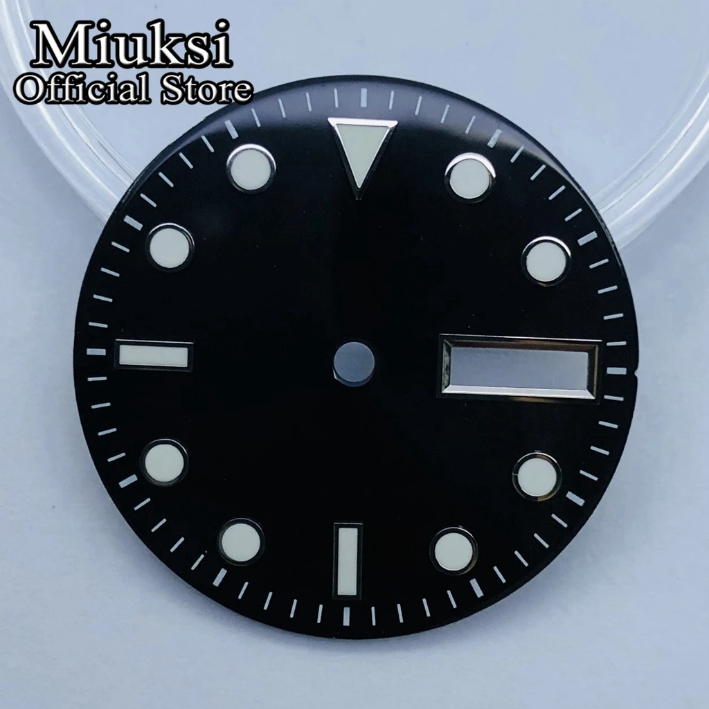 Miuksi 29mm watch dial C3 luminous dial fit NH36 movement