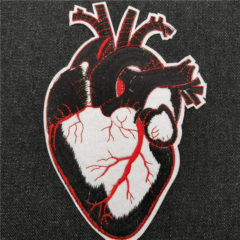 Skull Heart Iron on Embroidered Patches For Clothing Punk Hippie Sewing Badge on Denim jacket Jeans Ghost Poker Applique Sticker