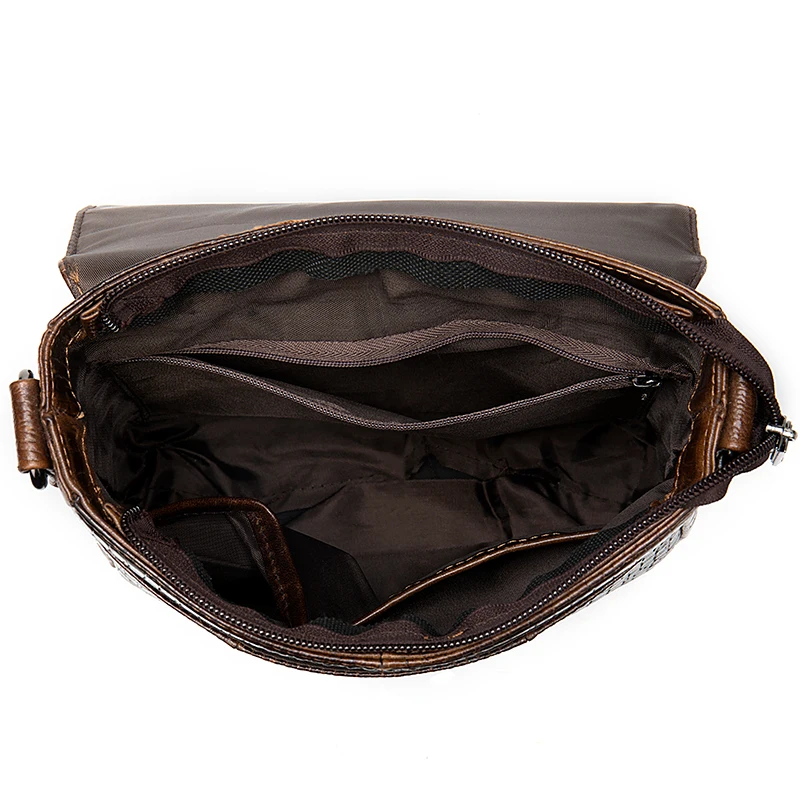 WESTAL-Bolso de piel auténtica para hombre, bandolera cruzada con patrón de cocrole, 8857