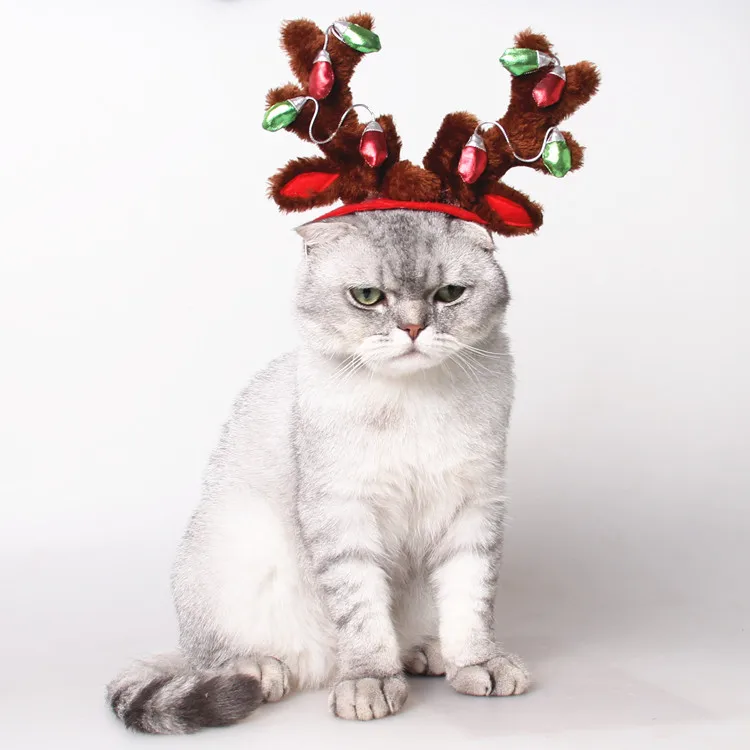 Christmas Hat for Dogs Accessories Antlers Dog Hat Holiday Dress Dog Clothes New Year Costume for Dogs Pets Hat Accessories